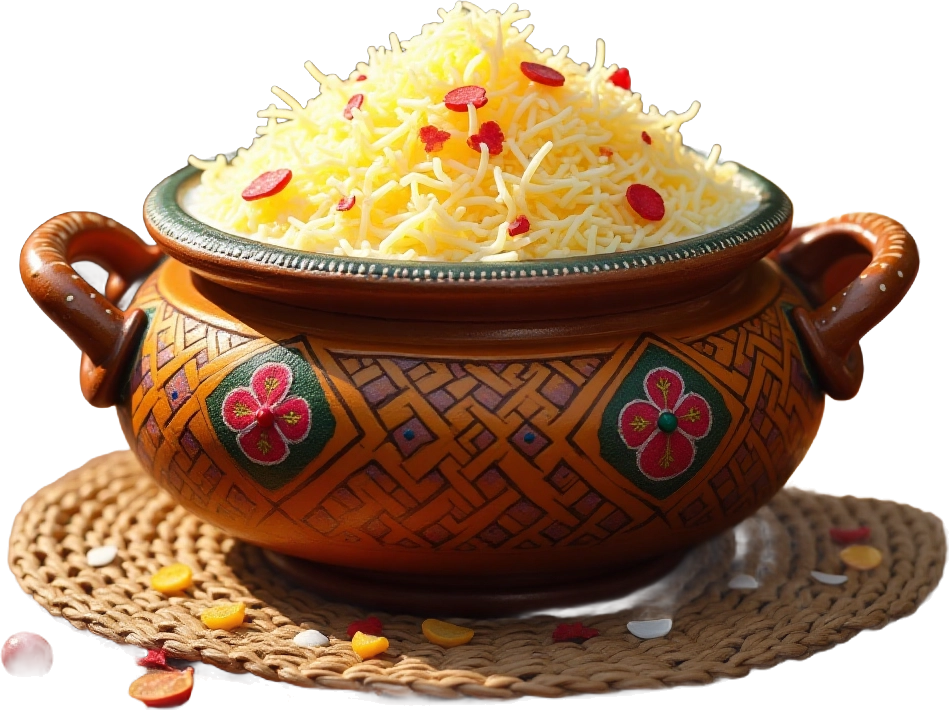 Traditional Rice Dish in Decorative Pot